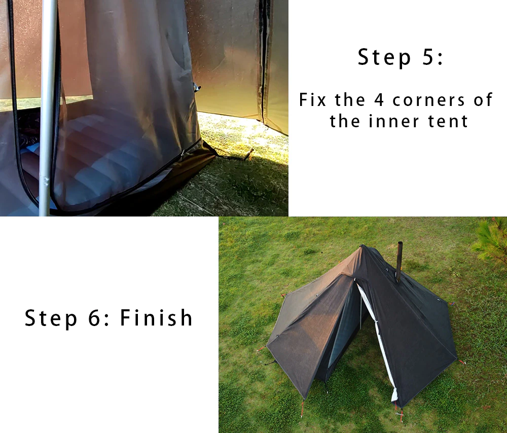 Cheap Goat Tents Ultralight Camping Teepee Tent with Chimney Window Outdoor Tipi Pyramid Tent Double Layer Bushcraft 1 Person Tents Hot Tent   